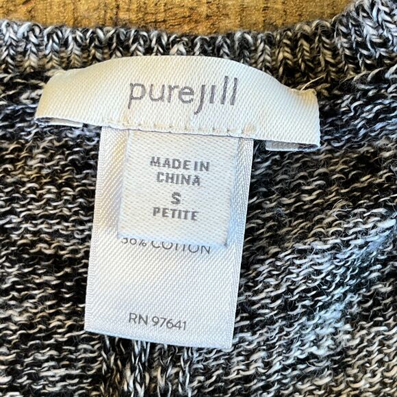 J.Jill Pure Jill Grey Space Dye Knit Top Linen Cotton Boxy Small Petite - Picture 4 of 7